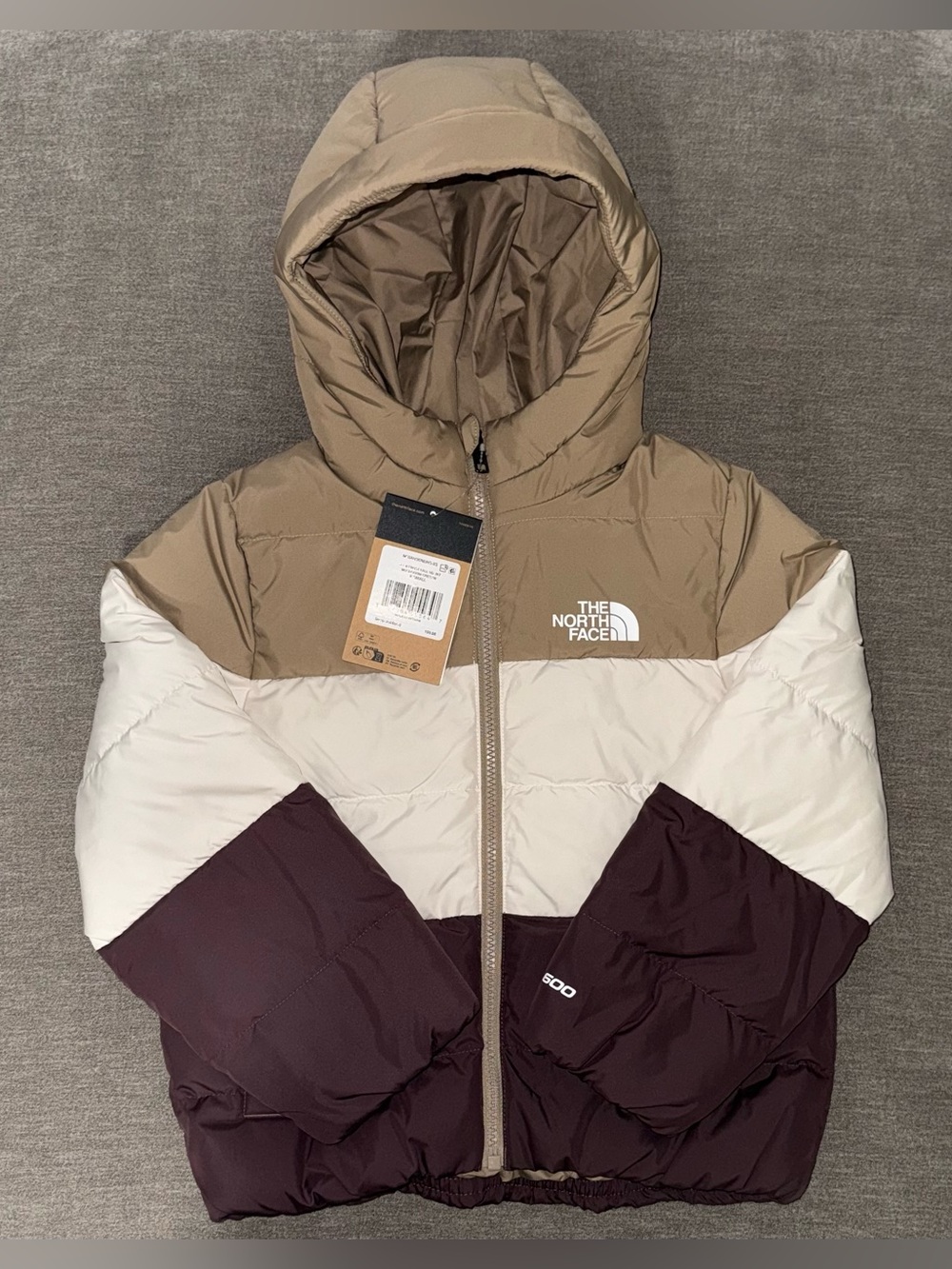 The North Face Teen/youth frost fall hooded mushroom grey puffer jacket, NWT